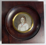 Sweet Antique French Portrait Miniature of a Young Girl, Child with Red Coral Necklace