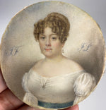 Exquisite c.1820-30 French Portrait Miniature of a Beautiful Woman, Empire Gown