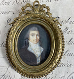 Rare Fine c.1795-99 Portrait Miniature, Incoyables Young Man, Luxuriants post French Revolution, Directoire