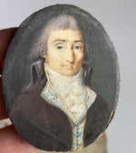 Rare Fine c.1795-99 Portrait Miniature, Incoyables Young Man, Luxuriants post French Revolution, Directoire