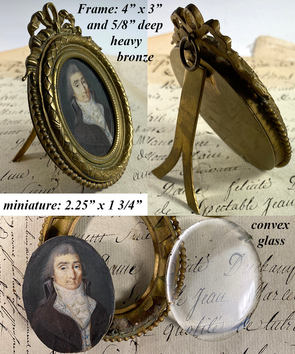 Rare Fine c.1795-99 Portrait Miniature, Incoyables Young Man, Luxuriants post French Revolution, Directoire