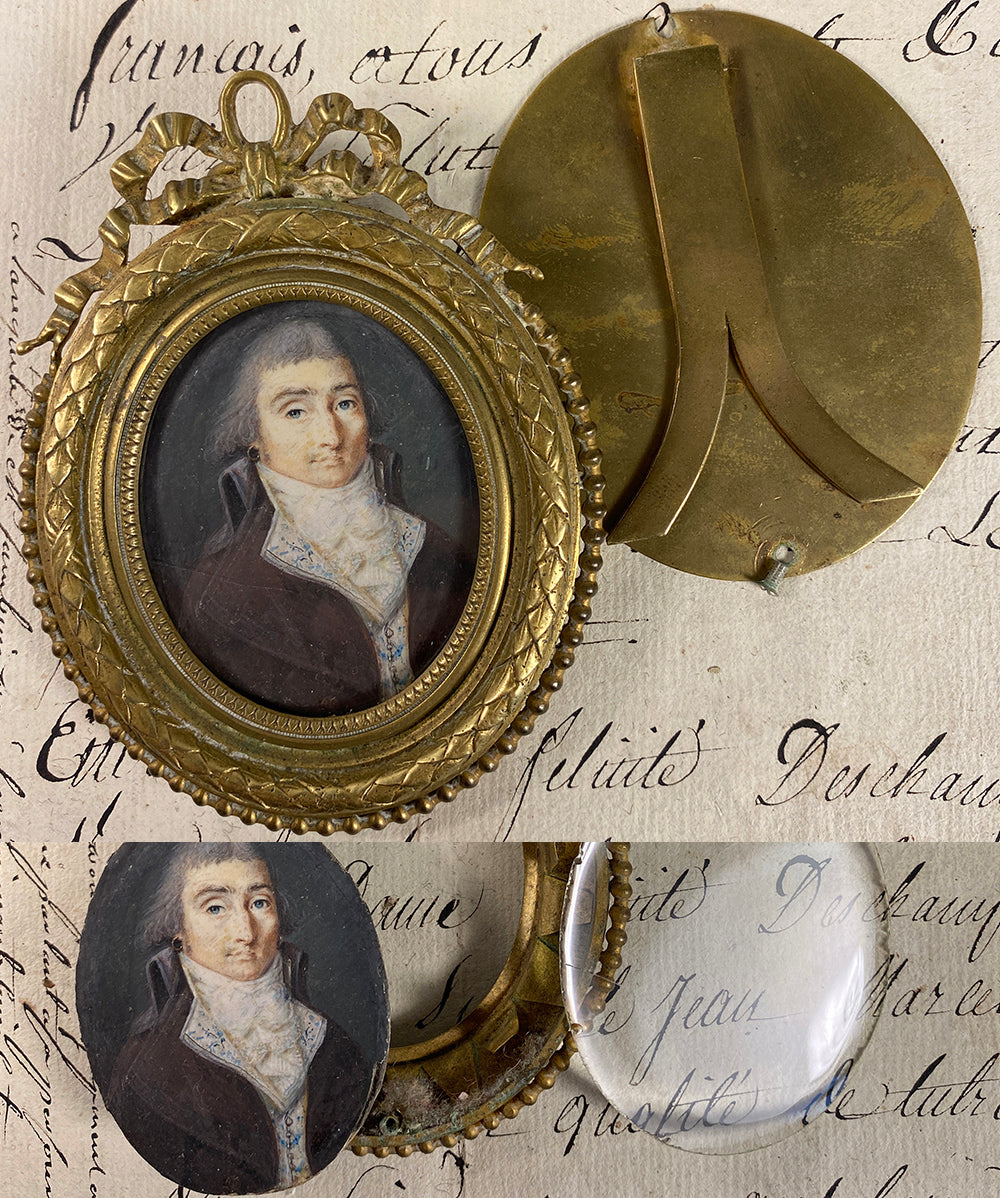 Rare Fine c.1795-99 Portrait Miniature, Incoyables Young Man, Luxuriants post French Revolution, Directoire