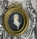 Rare Fine c.1795-99 Portrait Miniature, Incoyables Young Man, Luxuriants post French Revolution, Directoire