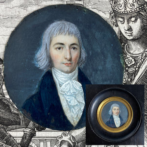 Rare Fine c.1795-99 Portrait Miniature, Incoyables Young Man, Luxuriants post French Revolution, Directoire