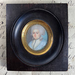 Superb Antique Portrait Miniature, c.1750-70, Woman in Sealed Frame with Framer's Label