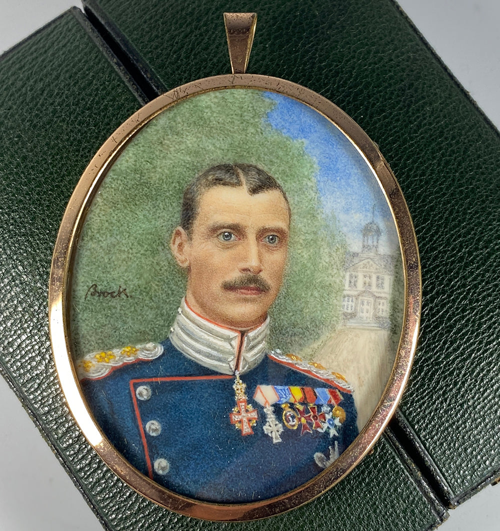 RARE Fine Danish Portrait Miniature, King Christian 10 of Denmark, 1870 - 1947, Gustav Brock, artist