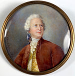 Stunning Portrait Miniature by M. Lefevre Collay, aprés Jean-Marc Nattier's Louis Tocqué, 1739