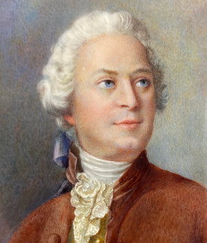 Stunning Portrait Miniature by M. Lefevre Collay, aprés Jean-Marc Nattier's Louis Tocqué, 1739