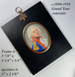 Antique English Portrait Miniature of a Soldier, Backed with a Silhouette of a Beauty, Grand Tour