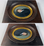 Antique French Portrait Miniature, Very Handsome Man with Mutton Chop Sideburns, c.1830