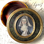 Antique c.1770 to 1780 French Snuff Box, Vernis Martin with Portrait Miniature "Naughty" Beauty