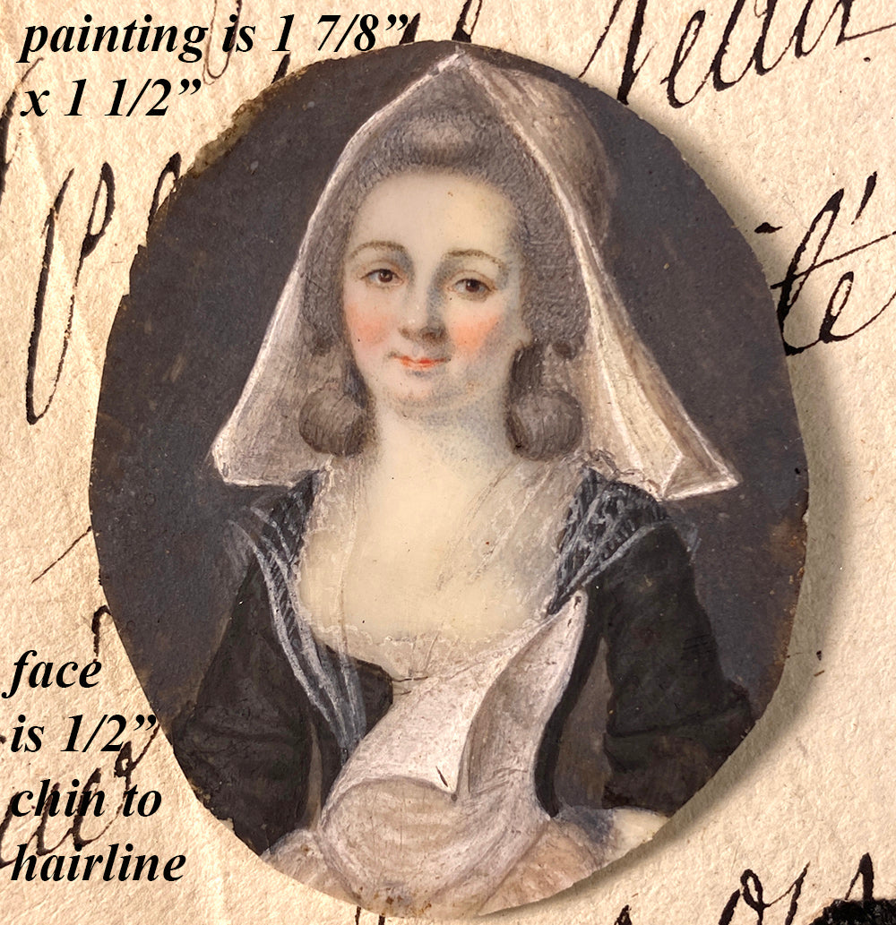 Antique c.1770 to 1780 French Snuff Box, Vernis Martin with Portrait Miniature "Naughty" Beauty