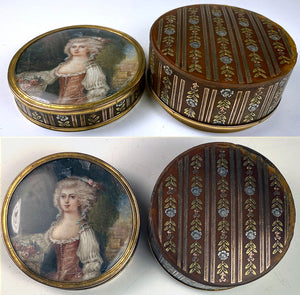 Antique c.1780s Portrait Miniature Pique Tortoise Shell Snuff Box, Miss Elizabeth