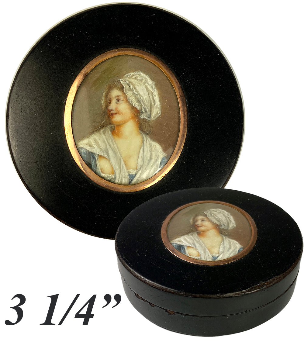 Charming Antique French Risqué "Naughty" Portrait Miniature Snuff Box, c.1770s