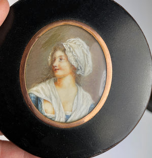 Charming Antique French Risqué "Naughty" Portrait Miniature Snuff Box, c.1770s