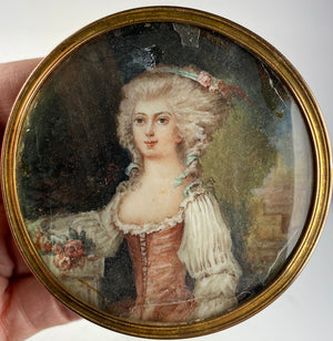 Antique c.1780s Portrait Miniature Pique Tortoise Shell Snuff Box, Miss Elizabeth