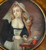 RARE Antique c.1780 French "Naughty" Portrait Miniature, Comtesse de la Mott and Pet Monkey, Snuff Box