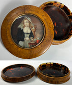 RARE Antique c.1780 French "Naughty" Portrait Miniature, Comtesse de la Mott and Pet Monkey, Snuff Box