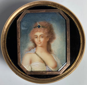 Antique "Naughty" Portrait Miniature, 18k, Snuff Box, Artist: Carl-Christian Kanz (1758-1818) Saxony