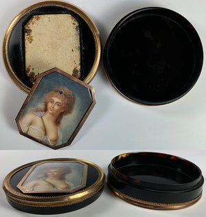 Antique "Naughty" Portrait Miniature, 18k, Snuff Box, Artist: Carl-Christian Kanz (1758-1818) Saxony
