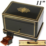 Antique French Napoleon III Palais Royal Marked 11" Cigar Box,Tantalus Casket, Presenter