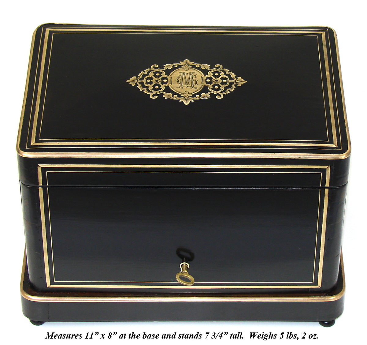 Antique French Napoleon III Palais Royal Marked 11" Cigar Box,Tantalus Casket, Presenter