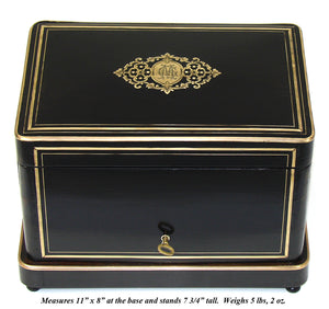 Antique French Napoleon III Palais Royal Marked 11" Cigar Box,Tantalus Casket, Presenter