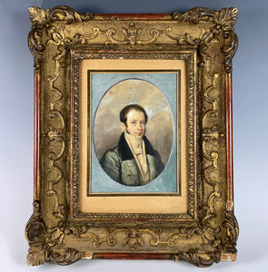 Jean-Françoise Gigoux, signed, dated 1827 French Portrait Miniature of an Important Magistrate, Avacate, Attorney