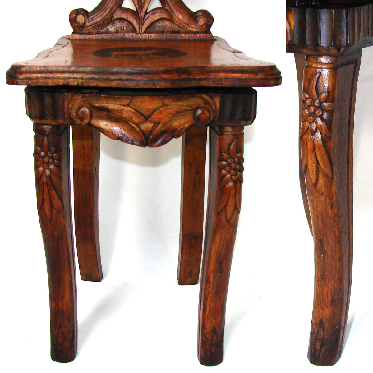 RARE! Antique Black Forest Carved Miniature, Salesman's Sample or Child Sized Chair, Musical