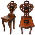 RARE! Antique Black Forest Carved Miniature, Salesman's Sample or Child Sized Chair, Musical