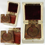 Antique Victorian Era Pocket Watch Box, Casket, Carved Ivory with Deer & Foliage