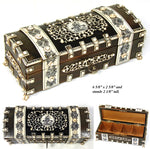 Antique Victorian Era Vizagapatam Horn & Carved Ivory Desk Casket, Stamps Box