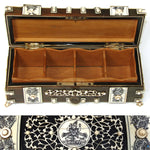 Antique Victorian Era Vizagapatam Horn & Carved Ivory Desk Casket, Stamps Box