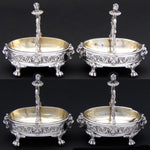 Superb Antique French Sterling Silver & Vermeil Double Open Salt PAIR, Lion Mascarons