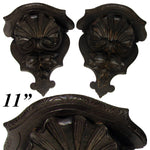 PAIR: Antique French Victorian Carved Wood 10.75" Wall or Bracket Shelves, Seashells