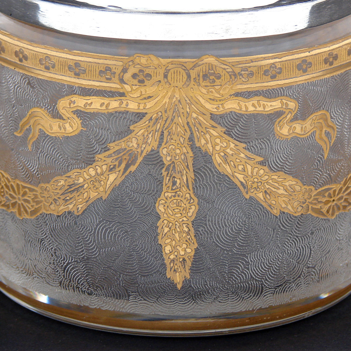 Gorgeous Antique French Sterling Silver Topped 3.5" Vanity or Dressing Jar, Gold Enamel