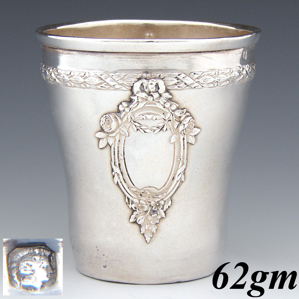 Antique French Sterling Silver Mint Julep Cup, Tumbler or "Timbale"