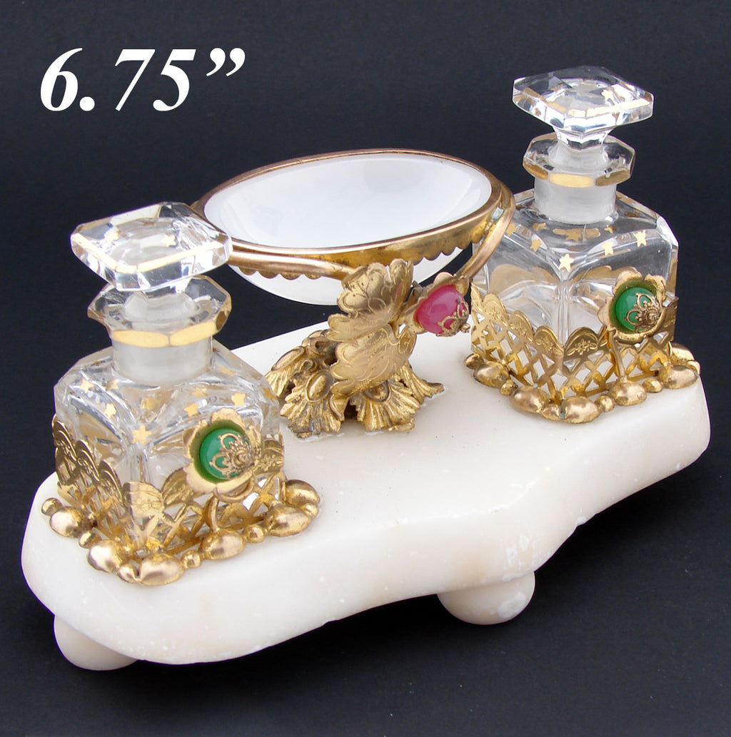 Antique French Napoleon III Palais Royal Style Perfume Stand, Caddy, Opaline Vide Poche