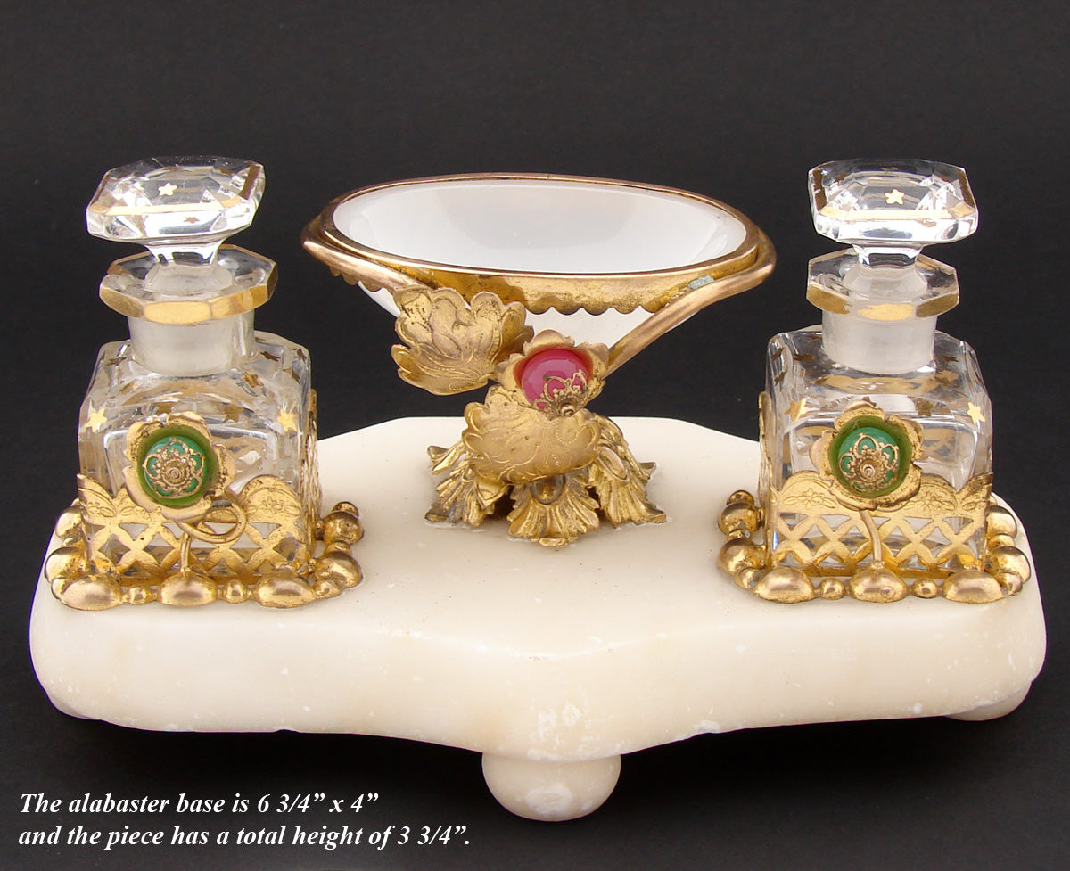 Antique French Napoleon III Palais Royal Style Perfume Stand, Caddy, Opaline Vide Poche