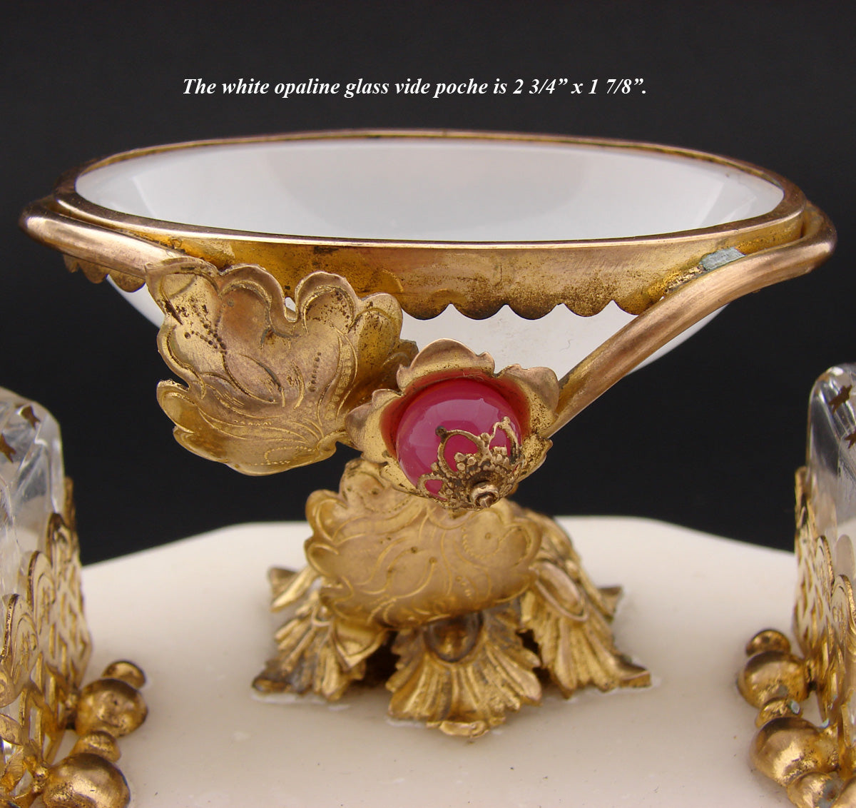 Antique French Napoleon III Palais Royal Style Perfume Stand, Caddy, Opaline Vide Poche