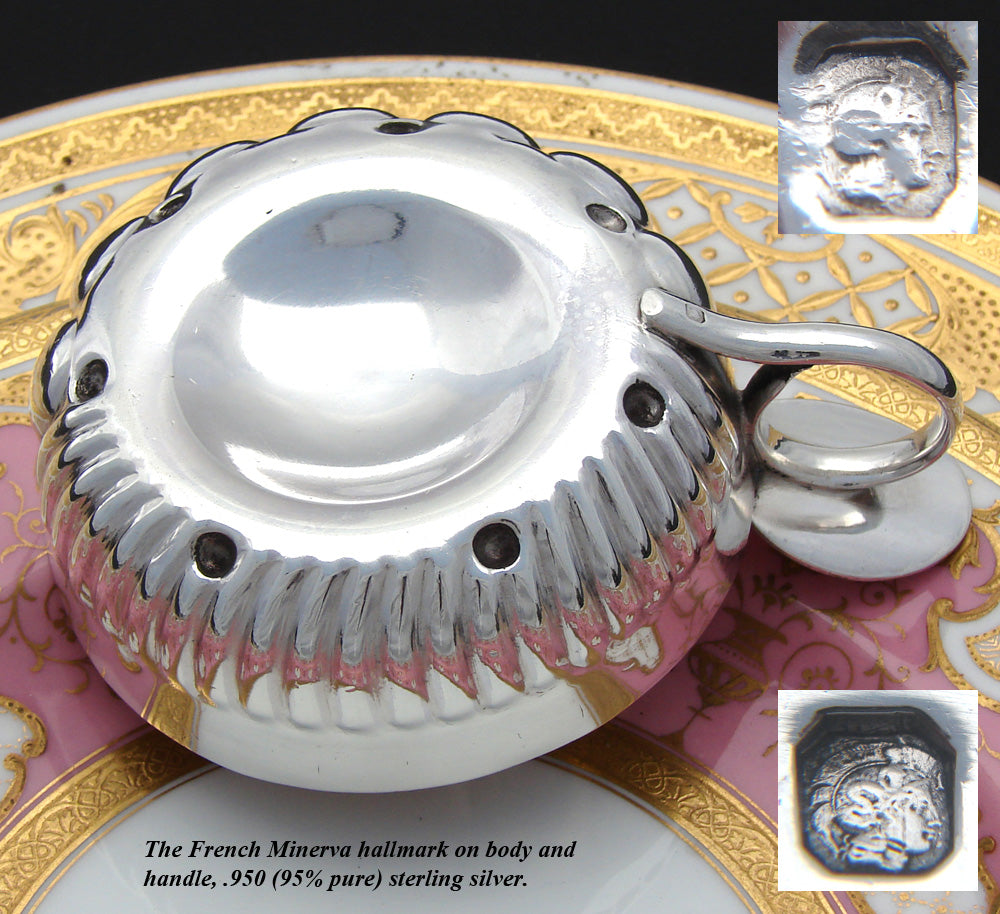 Elegant Antique French Sterling Silver “Tastevin" or Wine Tasting Cup