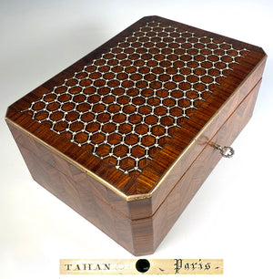 Superb 19th Century French Antique TAHAN Jewelry Box, Desk Box, Kingwood Marquetry