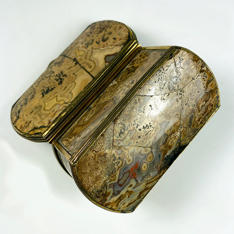 Fine Antique French 18th Century Agate Stone Snuff Box In Vermeil Framework