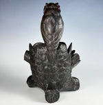 Antique HC Swiss Black Forest Owl on Logs, Cigar or Pipe Caddy, Match Holder 8" Tall