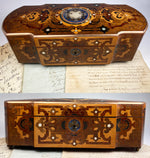 Incredible Antique French Napoleon III Marquetry Jewelry or Glove, Document Box 11 7/8"