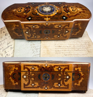 Incredible Antique French Napoleon III Marquetry Jewelry or Glove, Document Box 11 7/8"