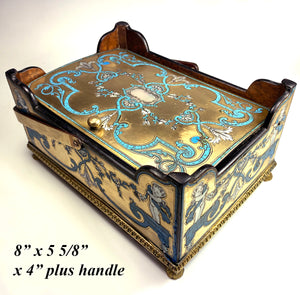 Stunning 19th c. French Figural Boulle Chocolatier's Box, Fine Work, Sewing or Cigar Chest,