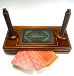 Superb Antique Victorian Micro Beadwork and Walnut Playing Card or Flower Press