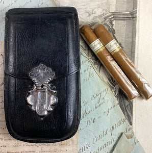 Antique European Fine Leather Cigar Case or Money Pouch, Wallet, Expands 1" to 3"