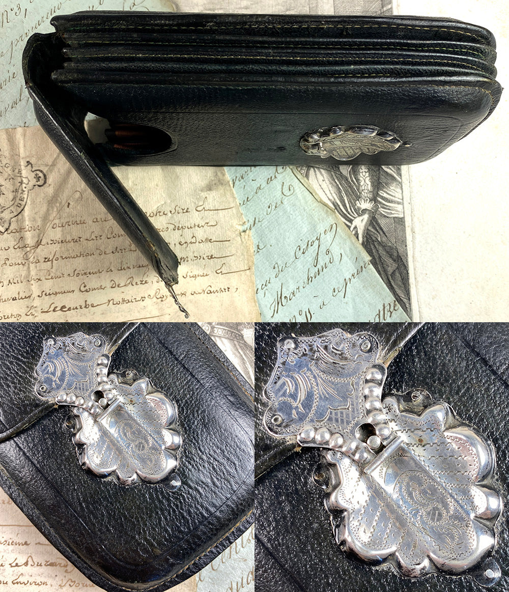 Antique European Fine Leather Cigar Case or Money Pouch, Wallet, Expands 1" to 3"